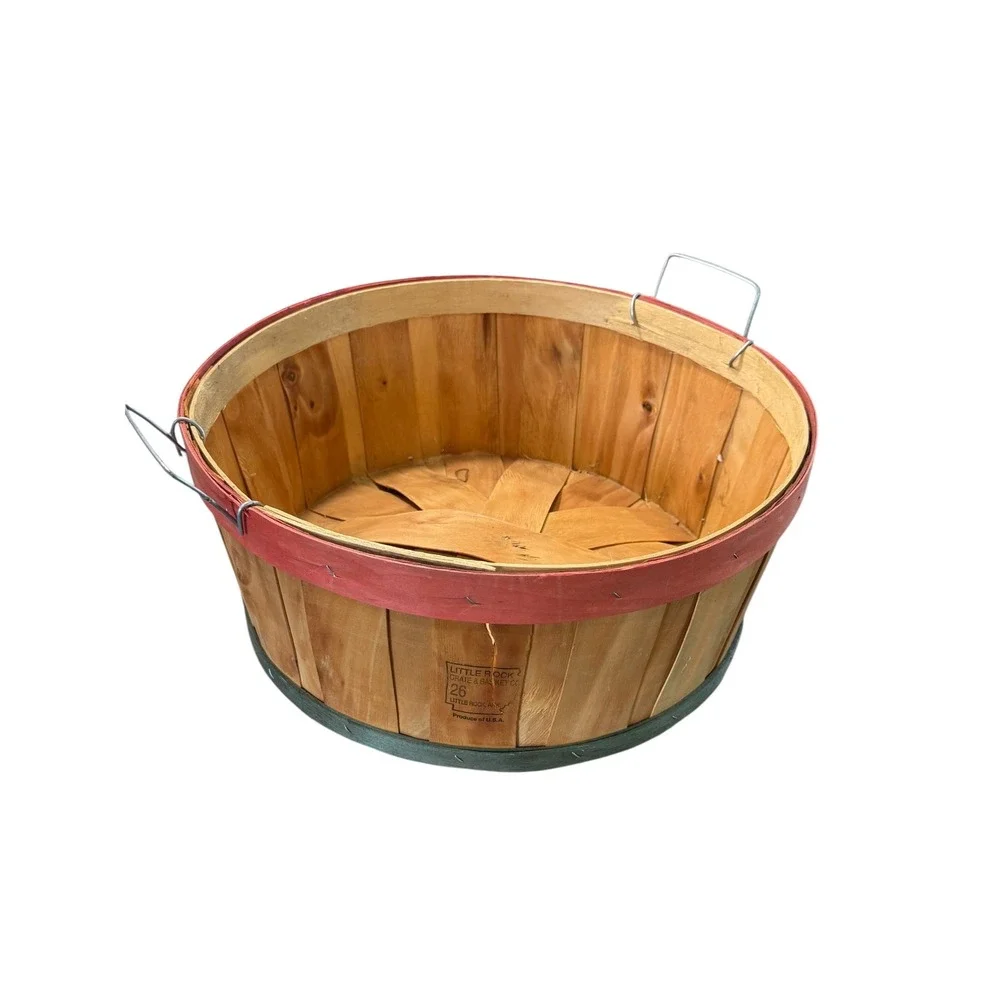 Vintage Little Rock Crate Basket Co Wood Bushel Basket No 26 Farmhouse USA Decor